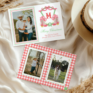 Aquarellfarben Weihnachten Boots Monogram Wappen F