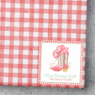 Aquarellfarben Weihnachten Boots Monogram Wappen F Quadratischer Aufkleber
