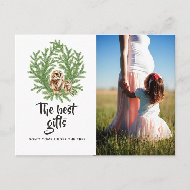 Aquarellfarben Weihnachtsjung erwartet Foto Ankündigungspostkarte (Vorderseite)