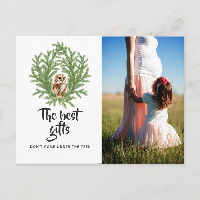 Aquarellfarben Weihnachtsjung erwartet Foto Ankündigungspostkarte (Vorderseite)