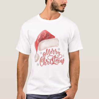 Aquarellfarben-Weihnachtsmannmütze "Frohe Weihnach T-Shirt