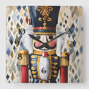 Aquarellfarben, Weihnachtsnachtsnachtscreme Quadratische Wanduhr