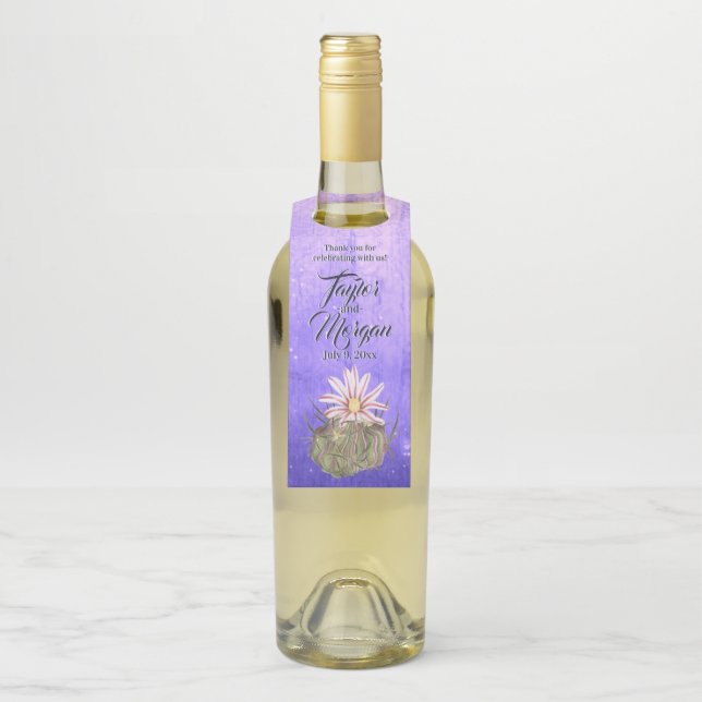 Aquarellfarben Weißblütenkaktus Flaschenanhänger (Auf Flasche)