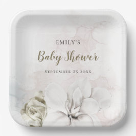 Aquarellfarben Weißblütenspinner oder Kinderspülun Pappteller