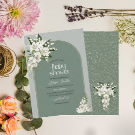 Aquarellfarben Weiße Liege und grüner Hintergrund  Einladung