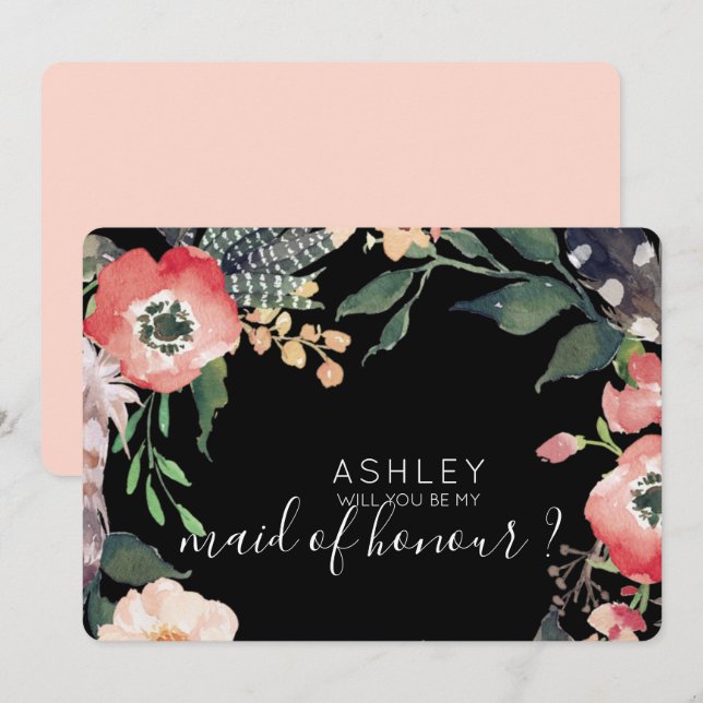 Aquarellfarben werden Sie mein Name für eine Bride Einladung (Vorne/Hinten)