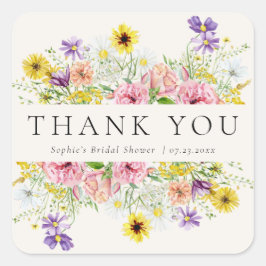 Aquarellfarben-Wildblume Quadratischer Aufkleber