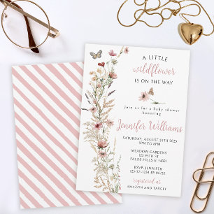 Aquarellfarben Wildblume Rose Goldene Mädchendusch Einladung