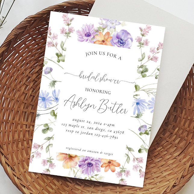 Aquarellfarben Wildblumen Brautdusche Einladung (Von Creator hochgeladen)