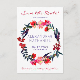 Aquarellfarben-Wildblumen der Roten Marine rett Da Save The Date