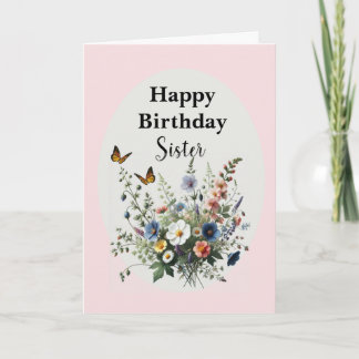 Aquarellfarben Wildblumen Glücklich zum Geburtstag Karte