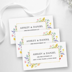 Aquarellfarben-Wildblumen Goldrahmen-Hochzeitsregi Begleitkarte