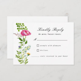 Aquarellfarben-Wildblumen mit RSVP-Karte RSVP Karte