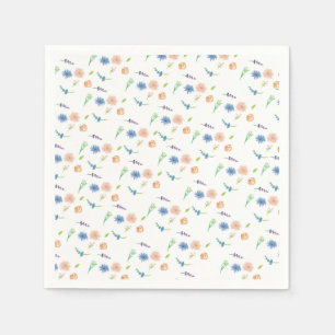 Aquarellfarben Wildblumen Pastellfarbenes Muster Serviette