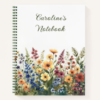 Aquarellfarben-Wildblumen Personalisiert Summer Jo Notizbuch