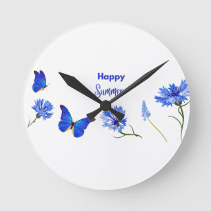 Aquarellfarben-Wildblumen Personalisierter Skriptn Runde Wanduhr