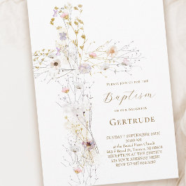 Aquarellfarben Wildblumen überqueren Taufe Einladung