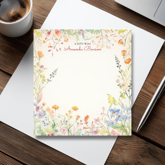 Aquarellfarben Wildblumen Weich Pastell Notizblock