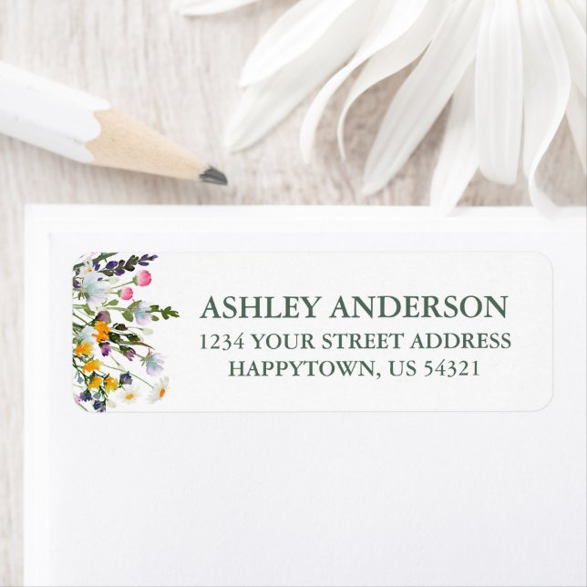 Aquarellfarben Wildblumen zeigen grüne Rücksendead (Insitu)