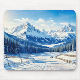 Aquarellfarben-Wintersportunterlage Mousepad
