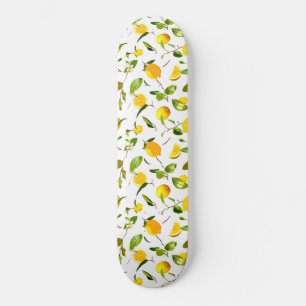 Aquarellfarben - Zitronen und Blätter 16 Skateboard