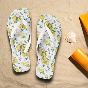 Aquarellfarben Zitronenblumenmuster Flip Flops