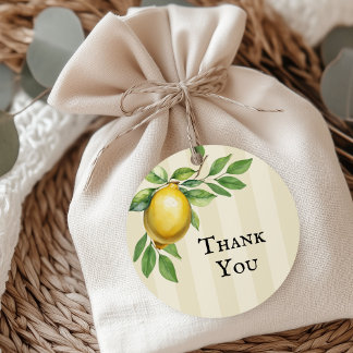Aquarellfarben Zitronengelbe Zitrusfrüchte Rustika Geschenkanhänger