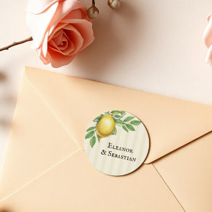 Aquarellfarben Zitronengelbe Zitrusfrüchte Rustika Runder Aufkleber