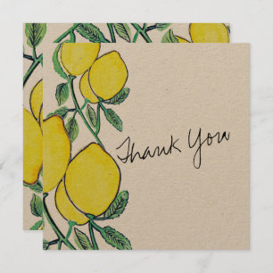 Aquarellfarben Zitronenskript Danke Karte