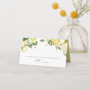 Aquarellfarben Zitrusfrüchte Grünpflanzen Blossom Platzkarte