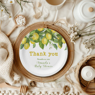 Aquarellfarben Zitrusfrüchte Zitrone Blossom Babyd Pappteller