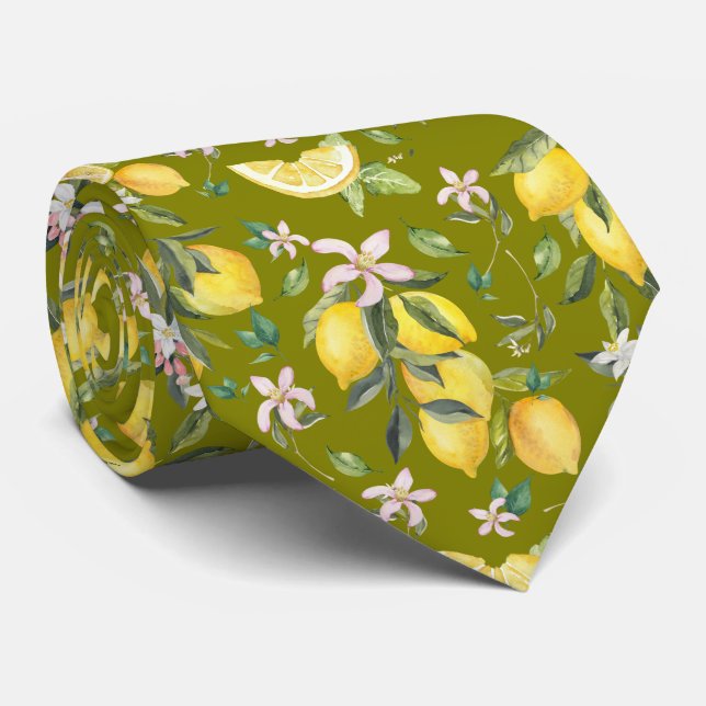 Aquarellfarben Zittern Olivenöl Grüne Früchte Krawatte (Gerollt)