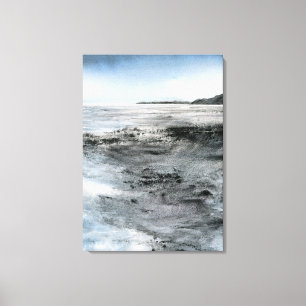 Aquarellfarbene Abstrakte Küstenstrich Rocky Beach Leinwanddruck