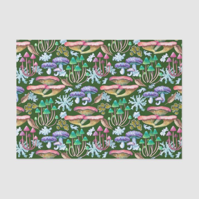 Aquarellfarbene Abstrakte Wildwaldpilze Seidenpapier (Vorderseite)