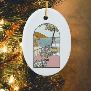 Aquarellfarbene Amalfiküste, Italien Keramik Ornament