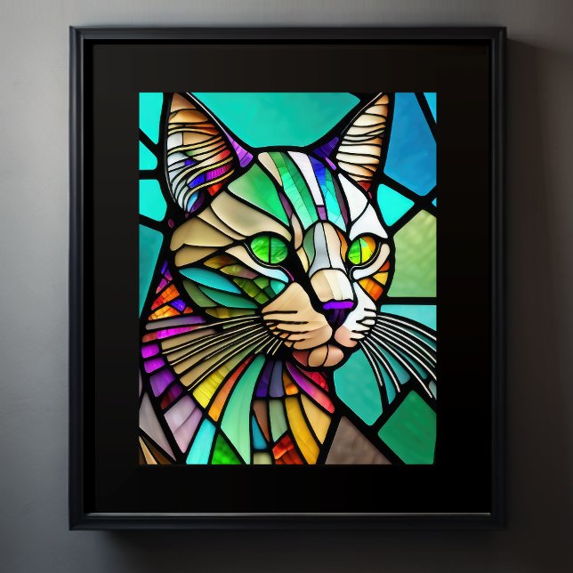 Aquarellfarbene aus Glas Art Katze 5:4 Poster (Von Creator hochgeladen)