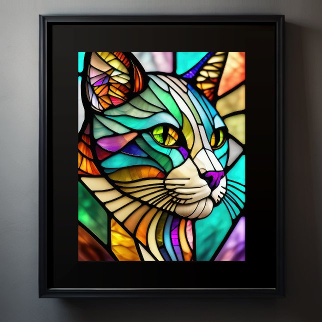 Aquarellfarbene aus Glas Art Katze 5:4 Poster (Von Creator hochgeladen)