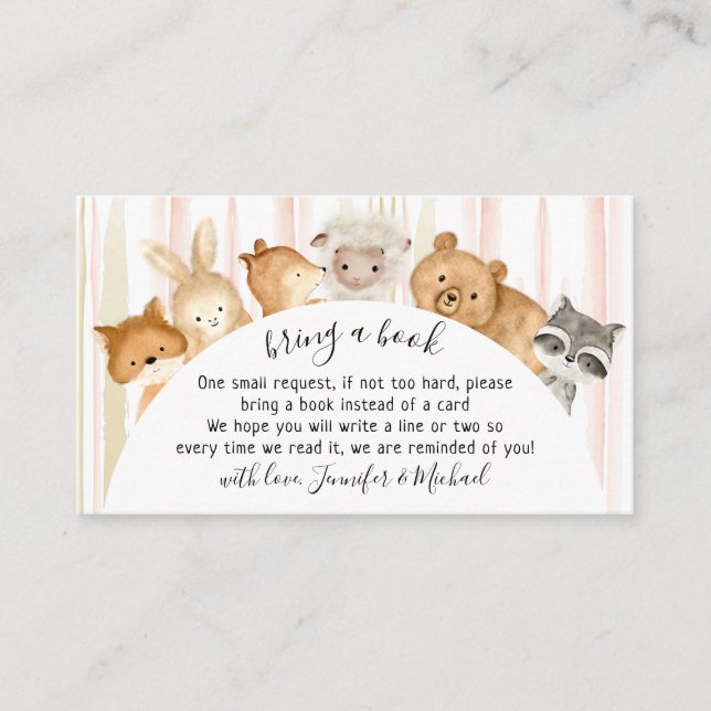 Aquarellfarbene, berühmte Forest Baby Tiere bringe Begleitkarte (Vorderseite)