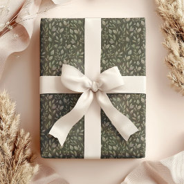 Aquarellfarbene Blätter auf grünem Hintergrund Geschenkpapier