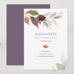Aquarellfarbene Blätter Hochzeit im Herbst Save th Einladung