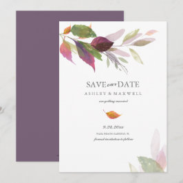 Aquarellfarbene Blätter Hochzeit im Herbst Save th Einladung
