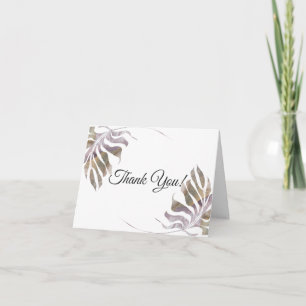 Aquarellfarbene Blätter in Gold Mauve Taupe Dankeskarte