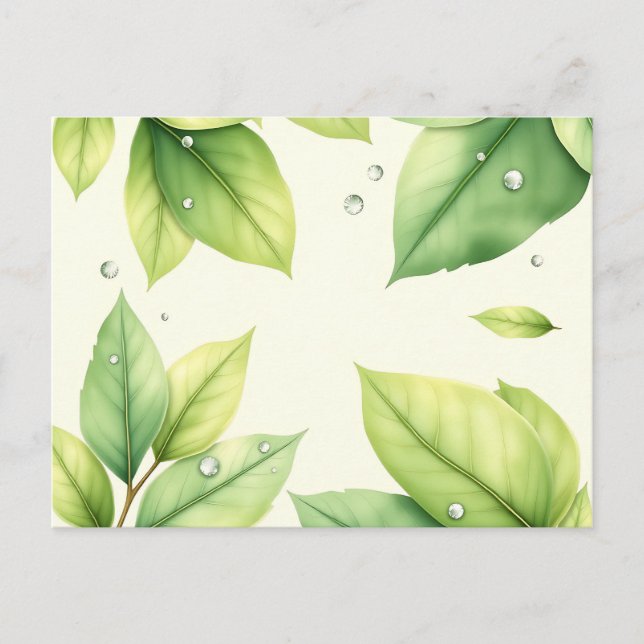 Aquarellfarbene Blätter mit Abfall Postkarte (Vorderseite)
