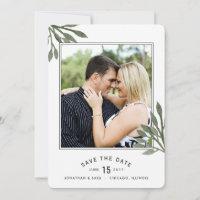 Aquarellfarbene Blätter Save the Date 2 Fotos