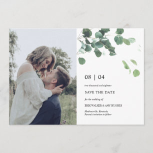 Aquarellfarbene Blätter Save the Date Fotokarte