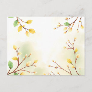 Aquarellfarbene Blätter und empfindliche Zweige Postkarte