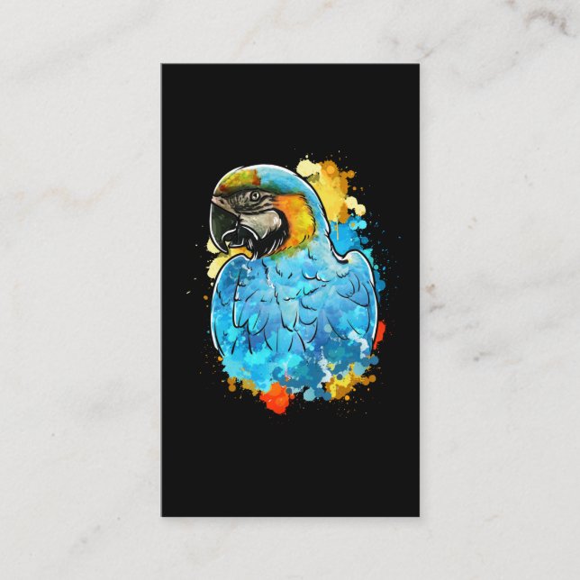 Aquarellfarbene Blauer Blauer Papagei Vogelmalerei Visitenkarte (Vorderseite)