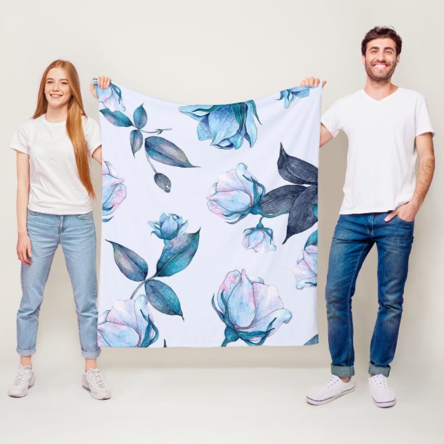 Aquarellfarbene Blume 10 Fleecedecke (Beispiel)