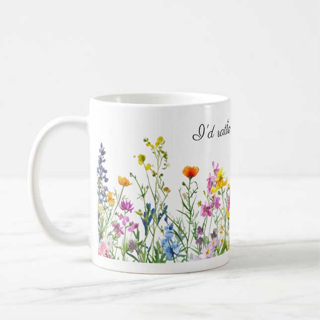 Aquarellfarbene Blume an der Grenze zu Gartenarbei Kaffeetasse (Links)
