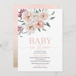 Aquarellfarbene Blume Baby in blühender Kinderdusc Einladung